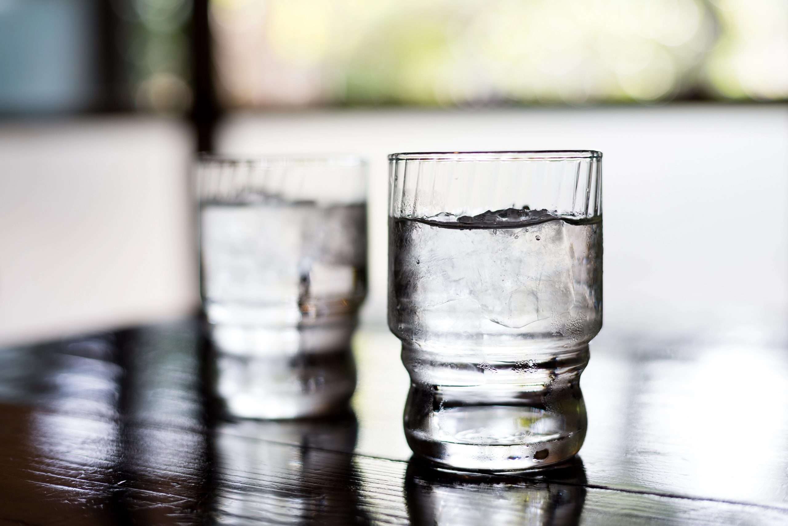 A fresh glass of water in a clear glass